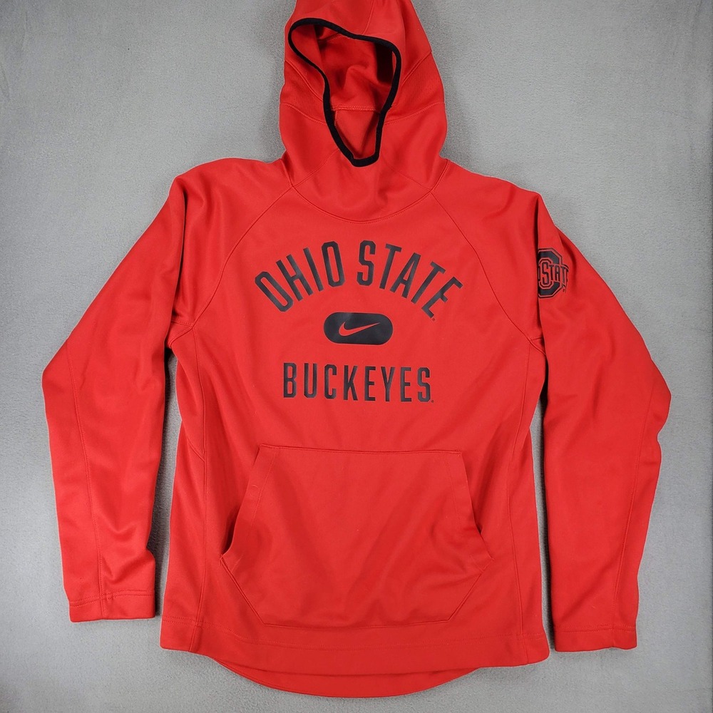 Nike Hoodie Men M Red Ohio State Buckeyes Dri-FIT Pullover Sweatshirt DD6263-657